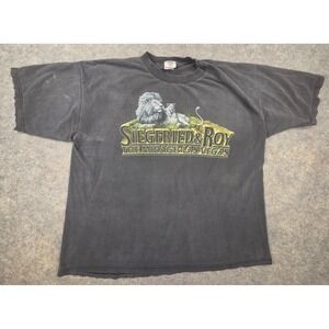 Vintage Siegfried & Roy The Mirage Las Vegas Lion Shirt Black Large Faded
